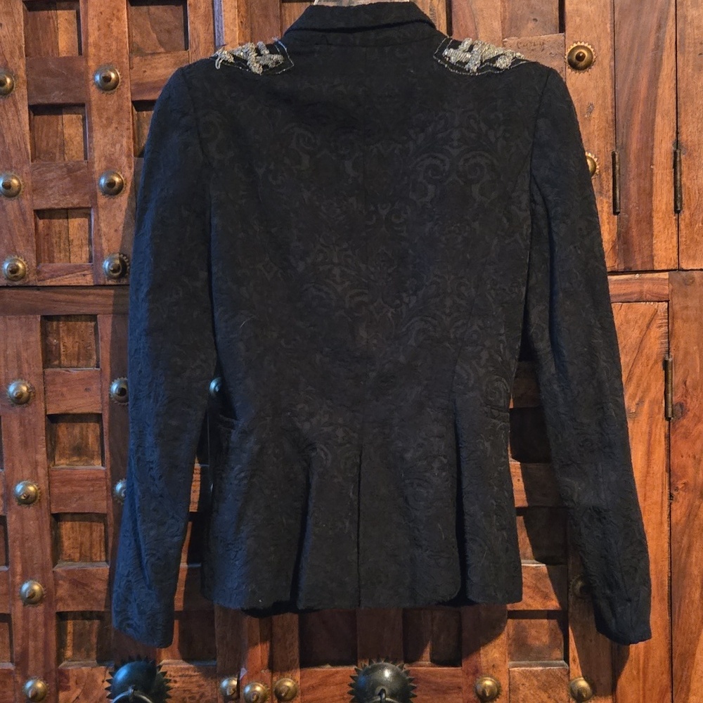 Zara Basic Black Embellished Shoulder Blazer - image 8